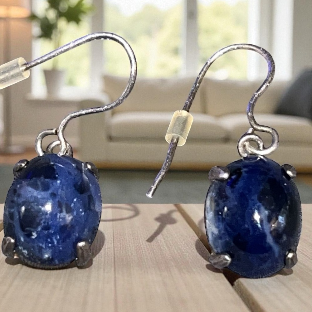 Gorgeous Silver Blue Sodalite Drop Earrings - Picture 2 of 5